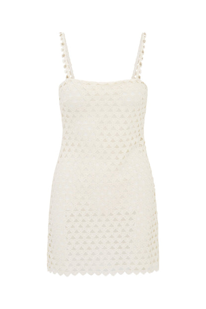 Camara Rhinestone Cotton Lace Mini Dress