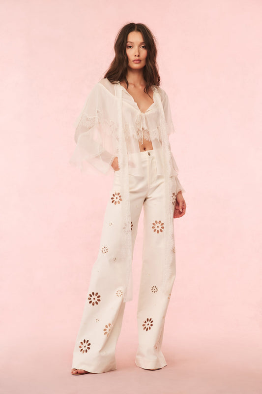 Carolette Eyelet Wide-Leg Pants
