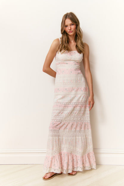 Carwen Cotton Mixed Print Maxi Dress