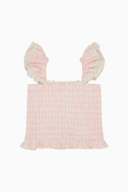 Girls Caspia Eyelet Gingham Top