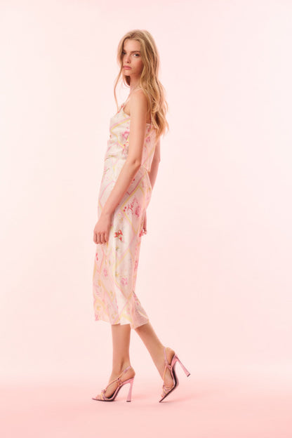 Castle Silk-Blend Fruit Print Midi Skirt