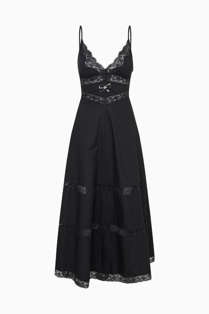 Catryn Lace Bow Cotton Midi Dress