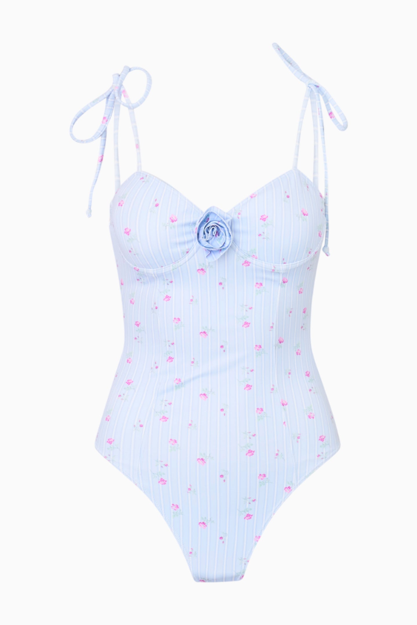 Chamomile Floral Striped One-Piece Swimsuit