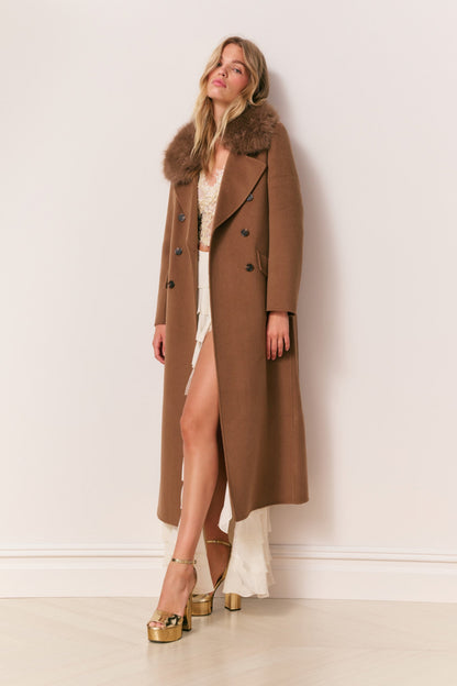 Char Faux Fur Collar Wool Coat