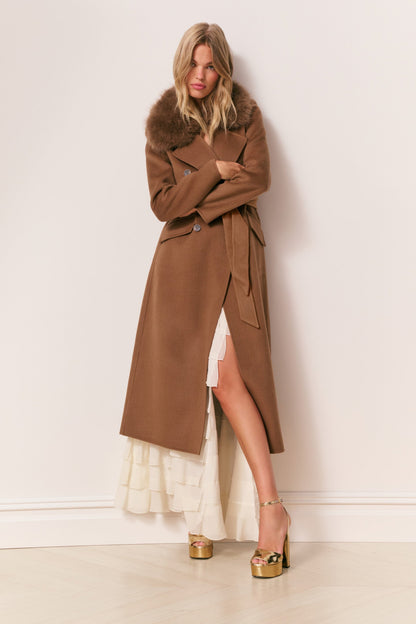 Char Faux Fur Collar Wool Coat