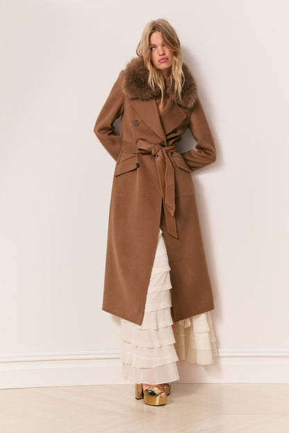 Char Faux Fur Collar Wool Coat