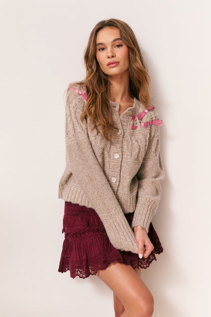 Clementian Alpaca-Blend Ribbon Cardigan