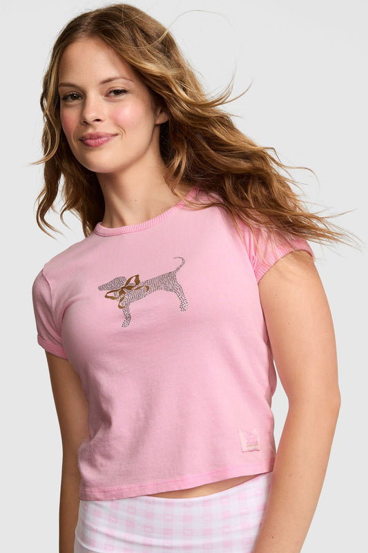 PINK x LoveShackFancy Retro Cotton Tee