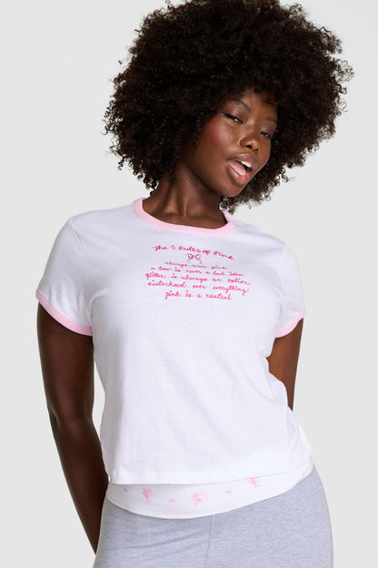 PINK x LoveShackFancy Retro Cotton Tee