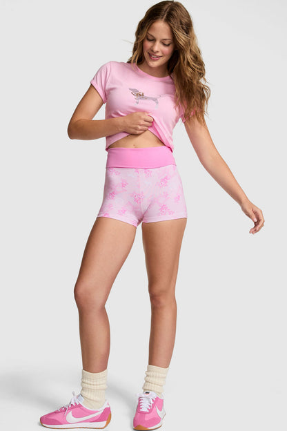 PINK x LoveShackFancy Cotton Foldover Micro Shorts