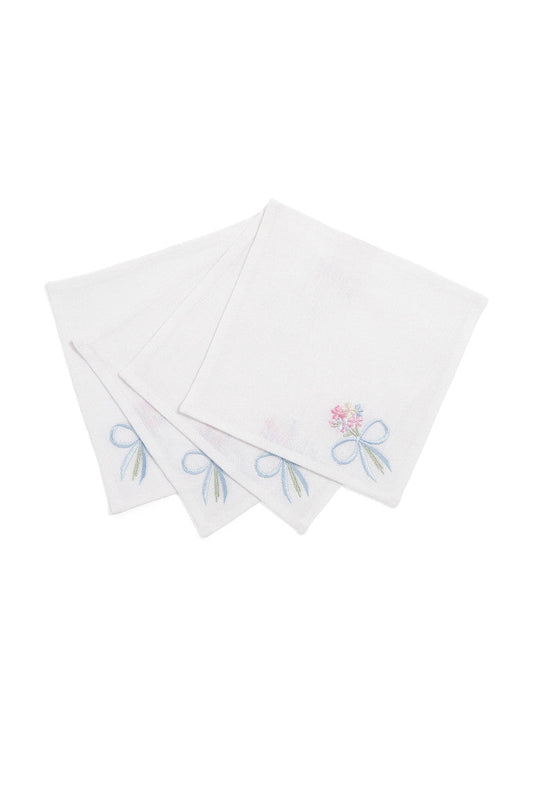 Bow Cocktail Napkins Set Of 4- SUMMER BLUES
