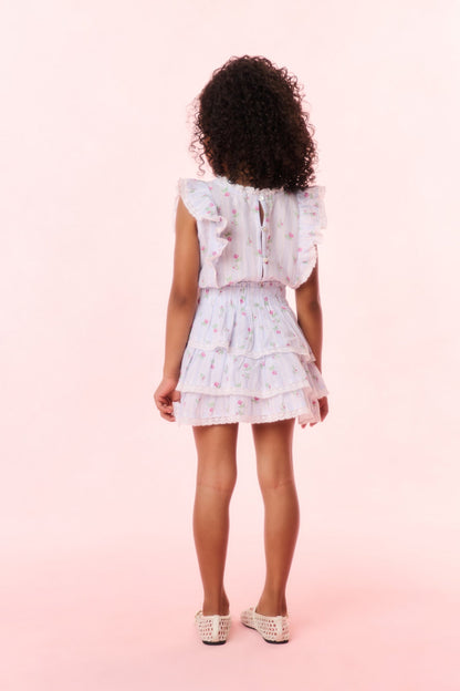 Girls Decker Cotton Floral Striped Dress
