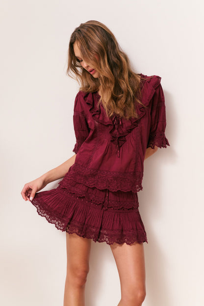 Romilly Cotton Lace Ruffle Blouse