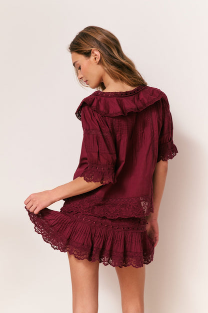 Romilly Cotton Lace Ruffle Blouse