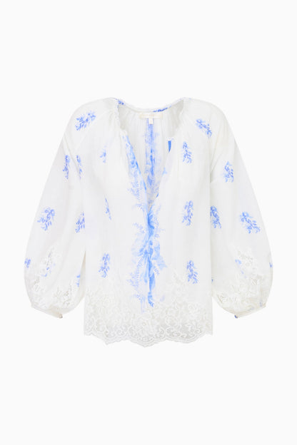 Dresner Cotton Lace-Trimmed Blouse
