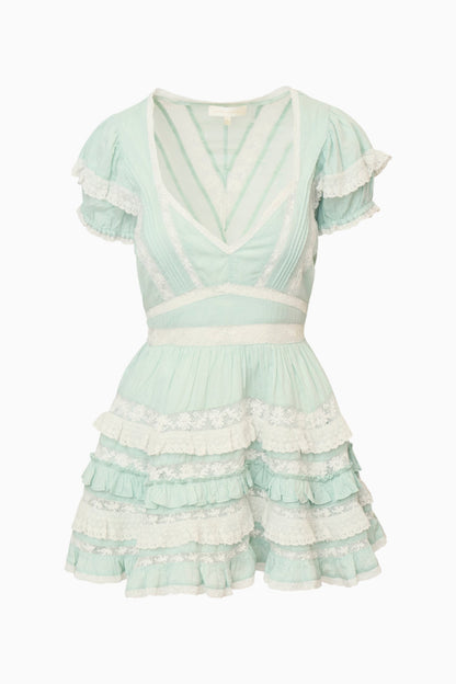Nivara Lace Ruffle Mini Dress