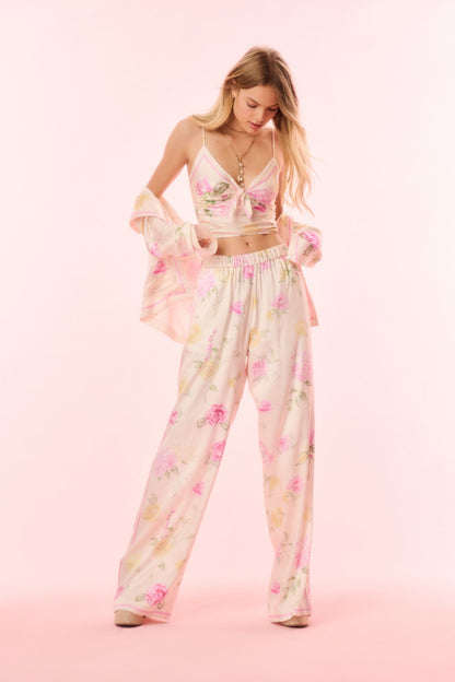 Emeraine Satin Floral Top