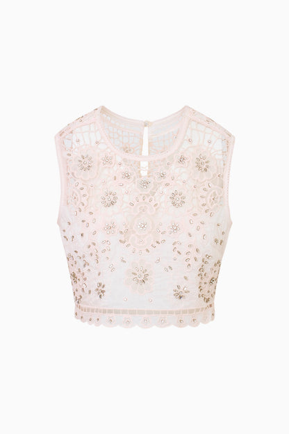 Emeryn Cropped Cotton Lace Top