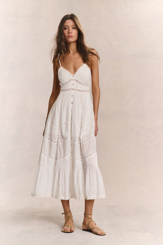 Esilda Heritage Cotton Midi Dress - TRUE WHITE