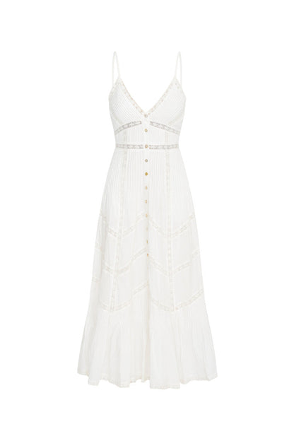 Esilda Heritage Cotton Midi Dress - TRUE WHITE