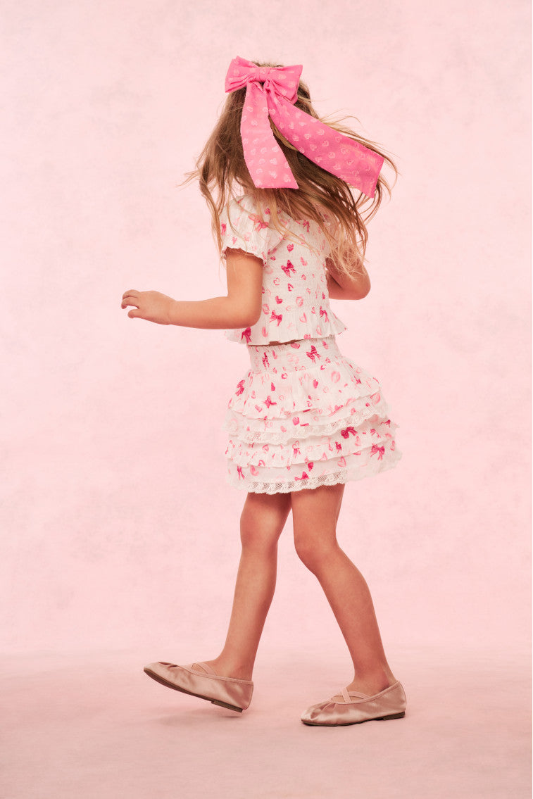 Girls Fabielle Bow & Kiss Print Top