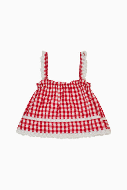 Girls Fiorella Cotton Gingham Top
