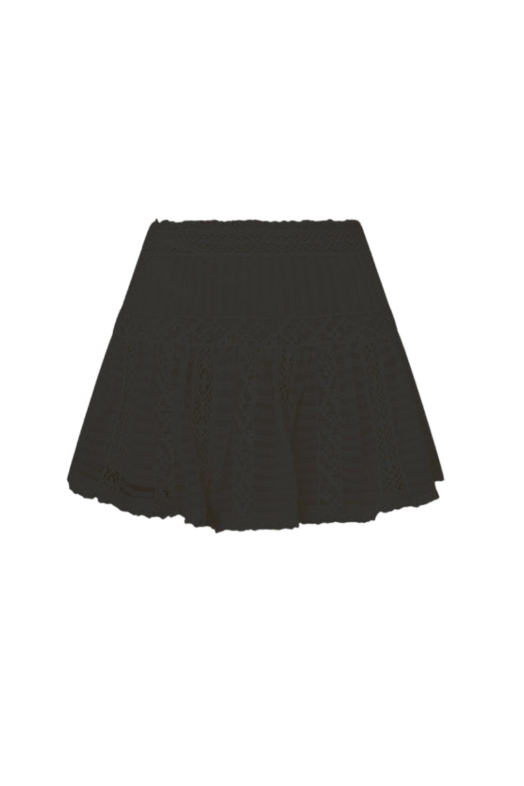 Rubyanne Crochet Lace Mini Skirt - BLACK