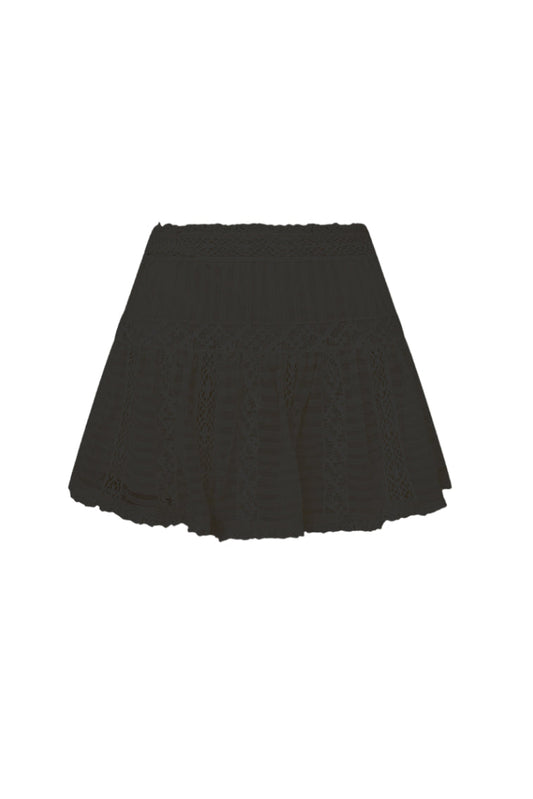 Rubyanne Crochet Lace Mini Skirt - BLACK