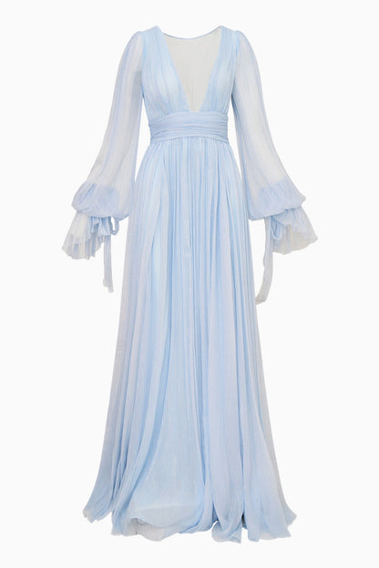 Galatea Metallic Silk Chiffon Maxi Dress