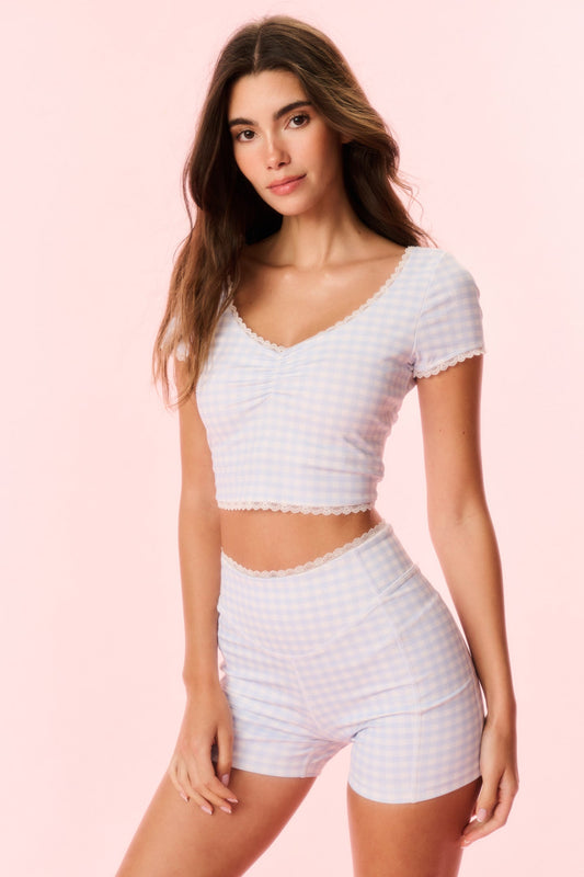 Gia Gingham Print Biker Short
