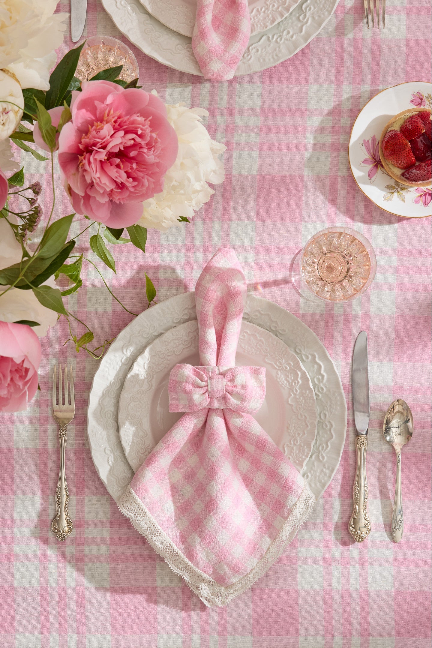 Yarn Dye Gingham Bow Napkin Rings - Set of 4