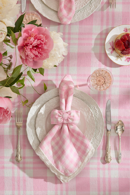 Yarn Dye Gingham Bow Napkin Rings - Set of 4