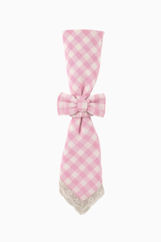 Yarn Dye Gingham Bow Napkin Rings - Set of 4