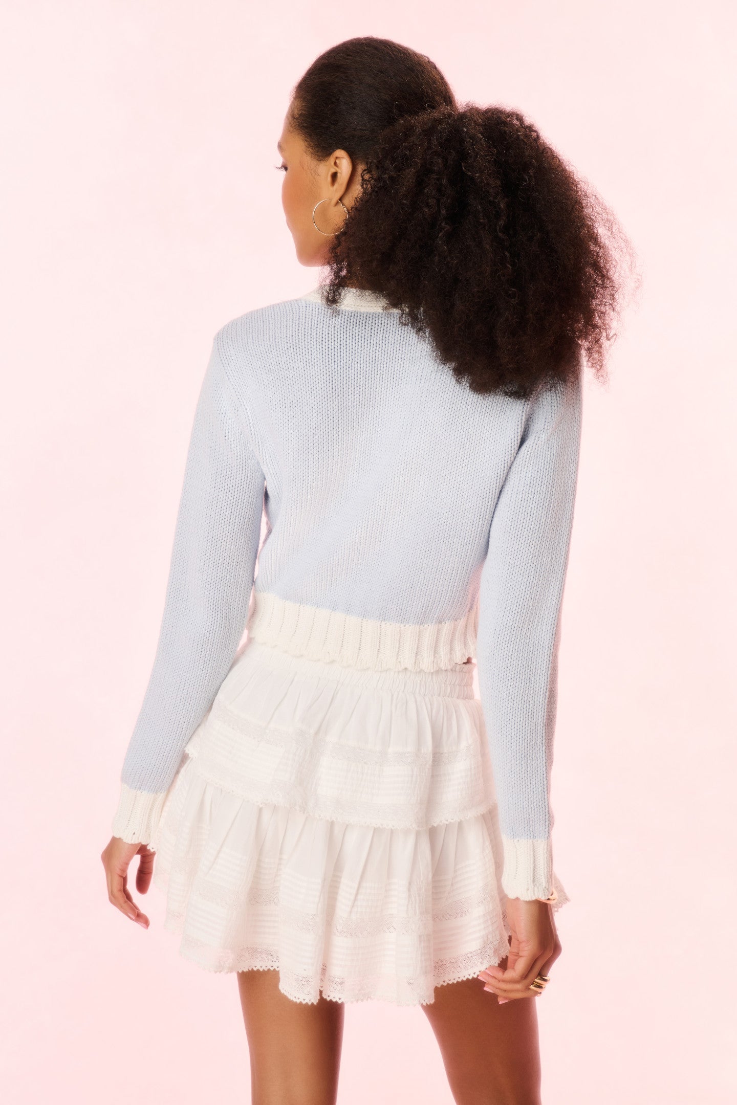 Hyacinth Cropped Cable Knit Cardigan