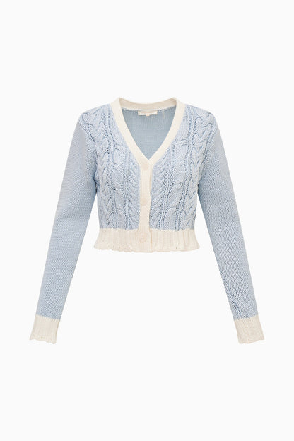 Hyacinth Cropped Cable Knit Cardigan