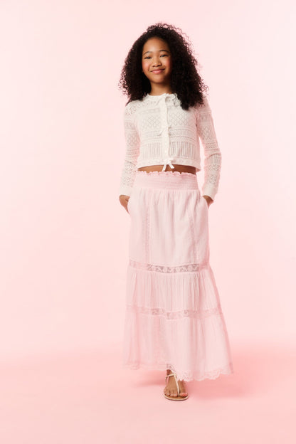 Girls Iriselle Woven Ribbon Cardigan