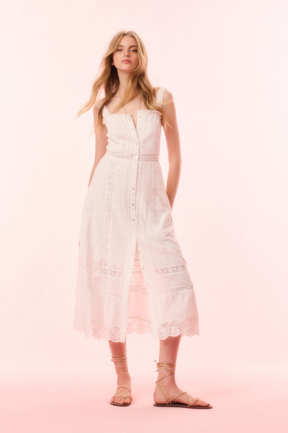 Judalon Cotton Midi Dress - OPTIC WHITE