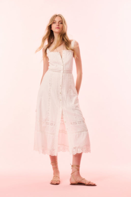 Judalon Cotton Midi Dress - OPTIC WHITE