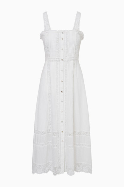 Judalon Cotton Midi Dress - OPTIC WHITE