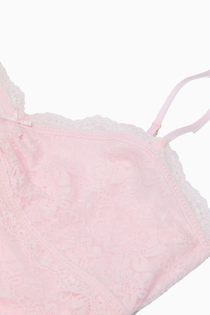 PINK x LoveShackFancy Ruched Lace Mini Dress