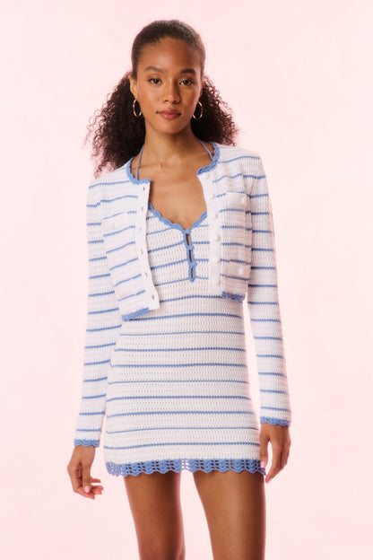 Lamiya Striped Crochet Cardigan