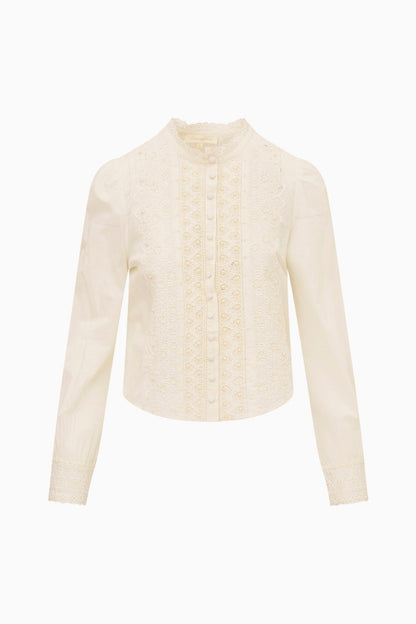 Larine Pearl-Embellished Cotton Blouse