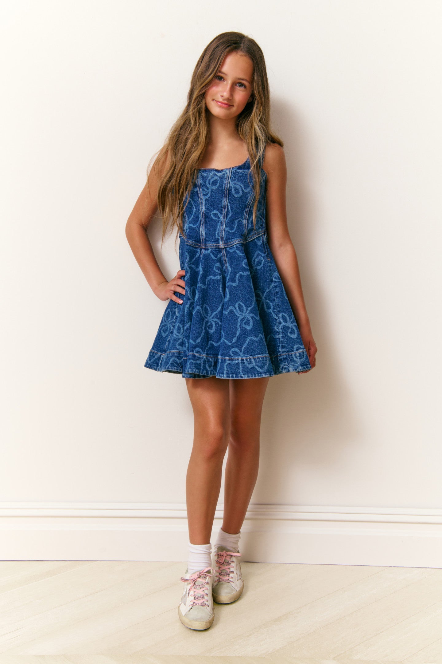 Girls Liliette Denim Bow Dress