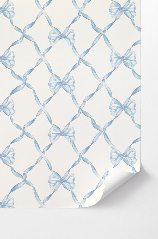 Baby Bow Blue Peel and Stick Wallpaper