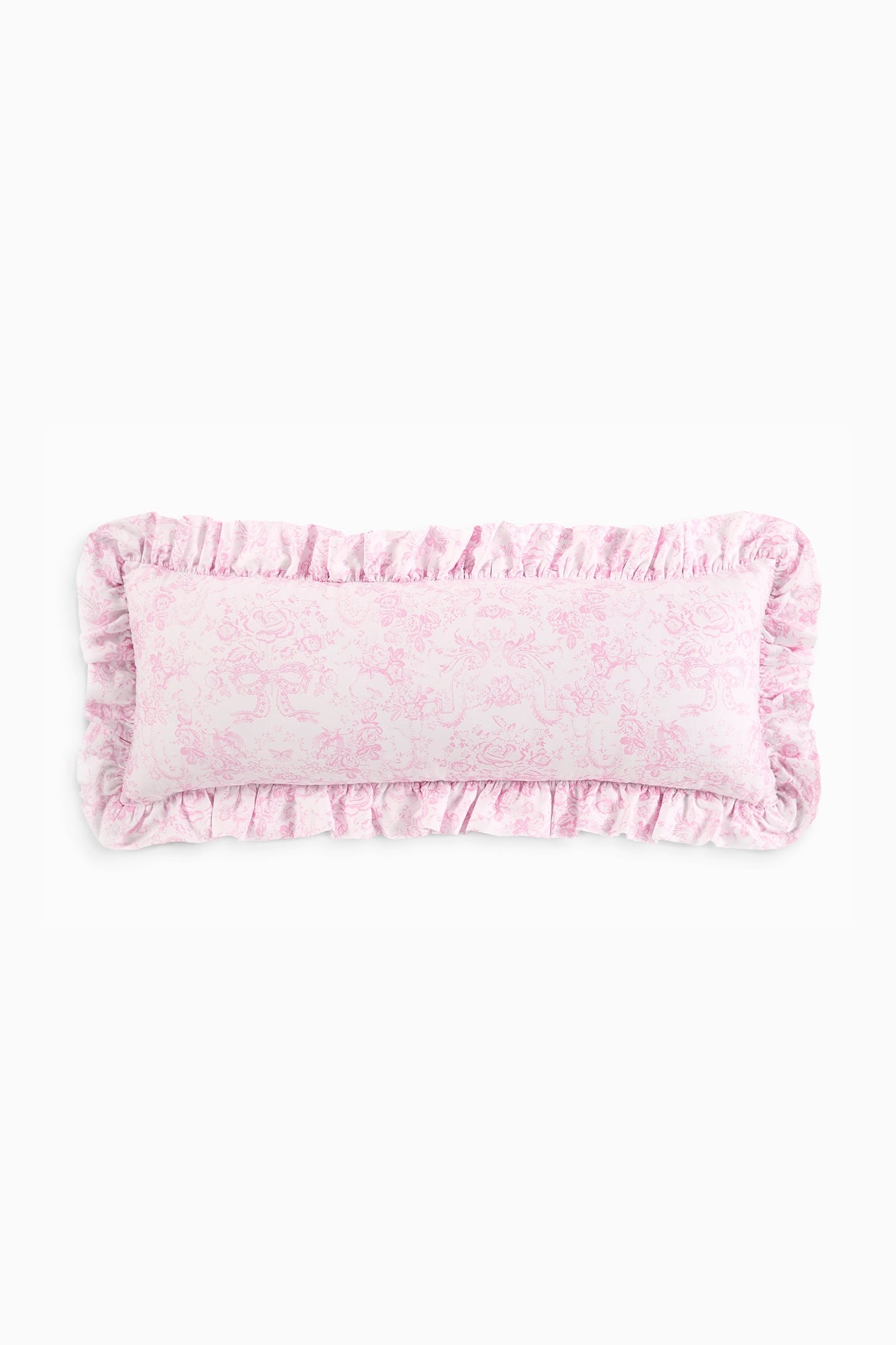 Lumbar Toile Print Ruffle Pillow