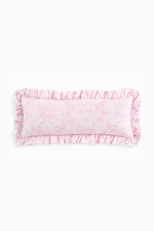 Lumbar Toile Print Ruffle Pillow