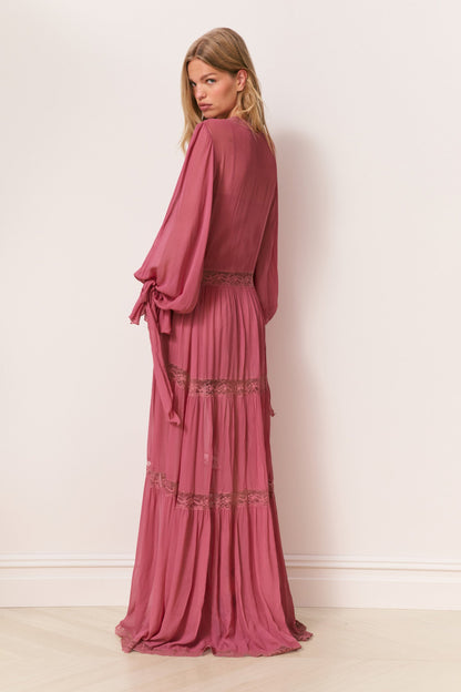 Lyvienne Chiffon Lace Maxi Dress