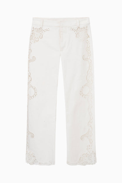 Maia Cropped Crochet-Trimmed Pant