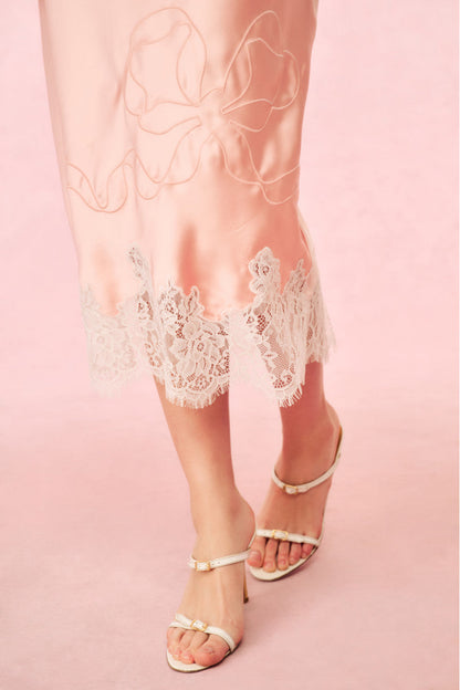 Malina Satin Midi Slip Skirt