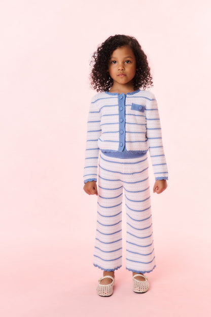 Girls Floraine Striped Crochet Cardigan
